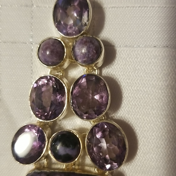 AMETHYST & RUSSIAN CHAROITE💥 7.50" Bracelet in 925 SS. J#20 - Picture 4 of 5